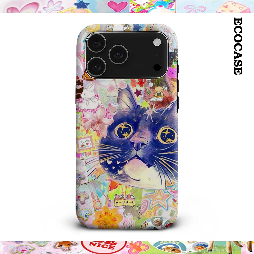 Kawaii Cat Collage IPhone 17 Must-Haves Handyhülle für IPhone 17 16 15 14 13 12 11 Pro Max Plus Doppelschichtige Rückseite