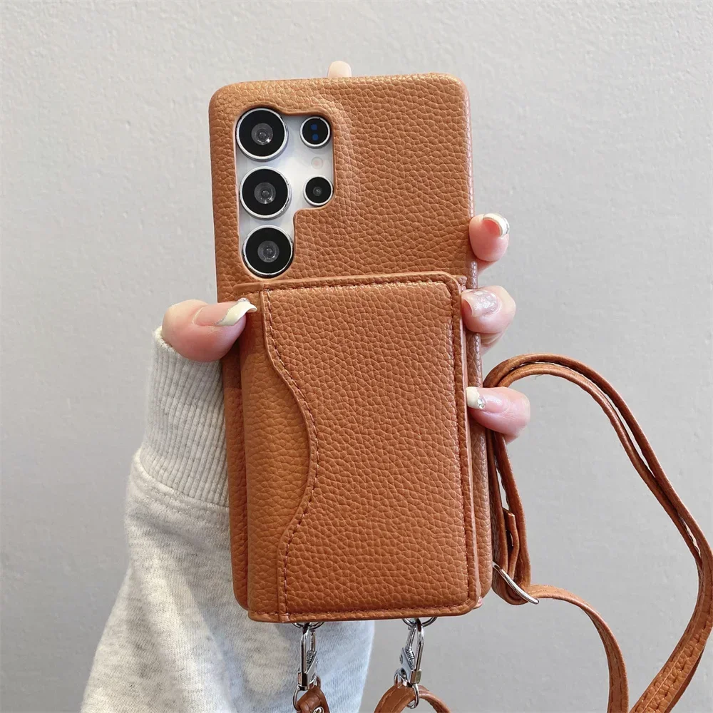 

Кожаный чехол-кошелек для телефона Samsung Galaxy S24 S23 S21 FE S25 Ultra S23 Plus A34 A54 A35 A55 A15 Crossbody Wallet Card Holder