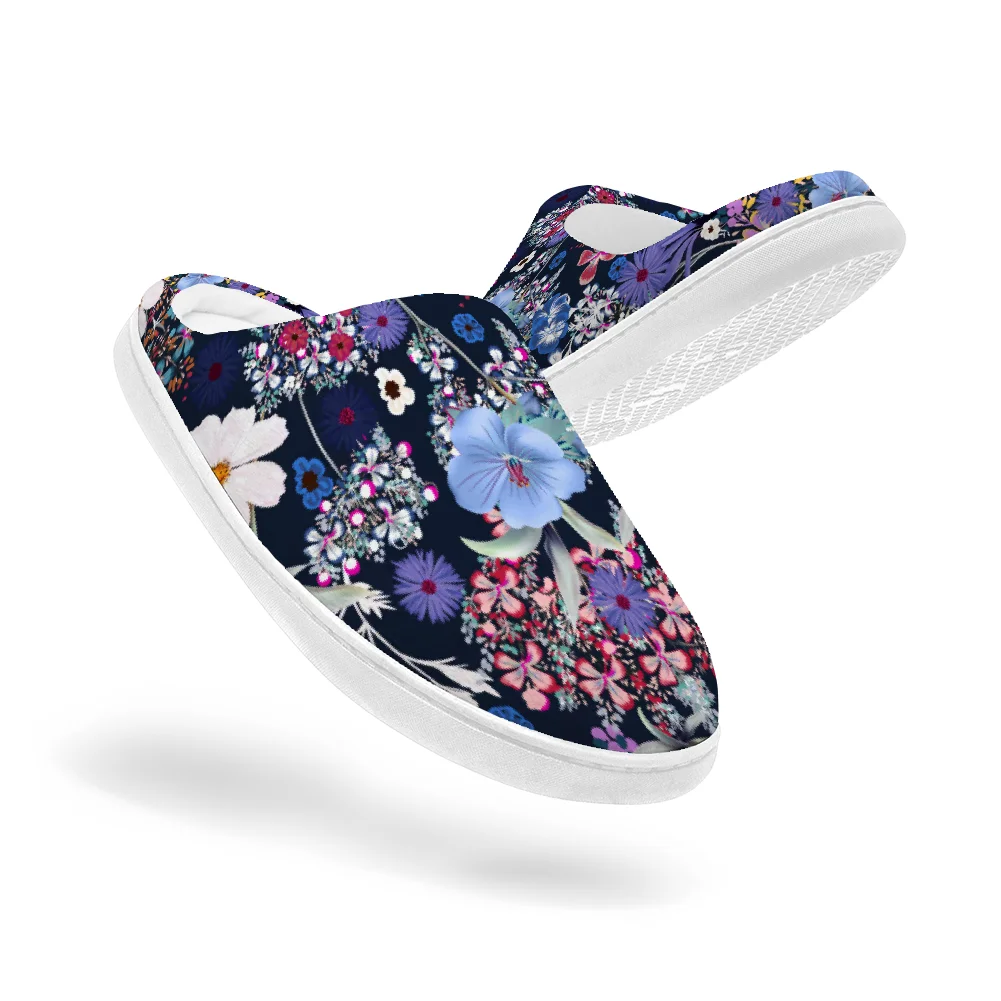 

Classic floral print cotton slippers, high-quality plush casual warm slippers winter home cotton slippers