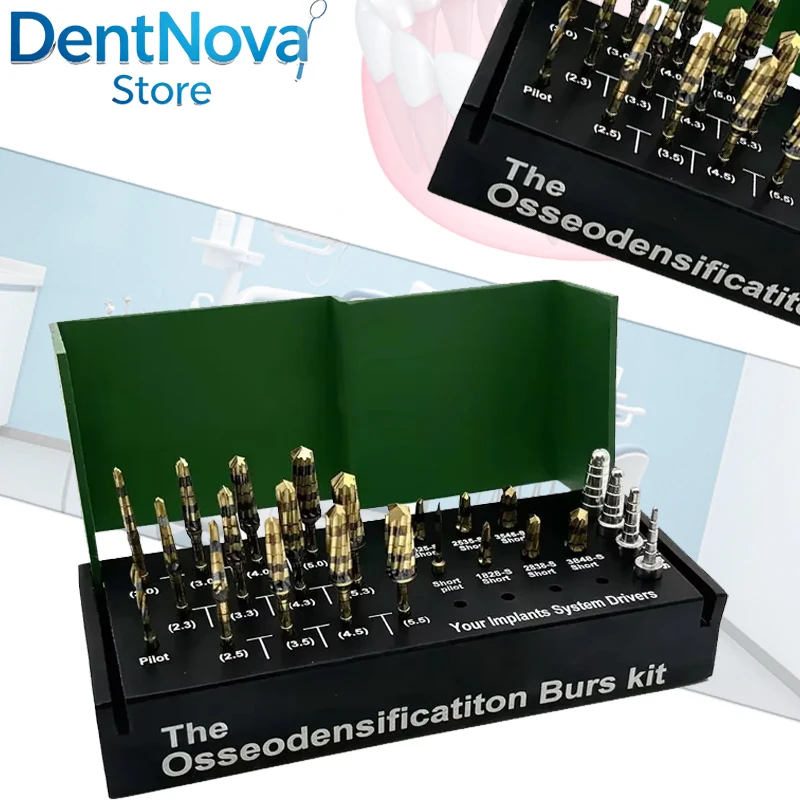 24Pcs Dental Osseodensification Burs Kit Ridge Expansion Bone Condensing Implant Surgery Lab Precision Tools