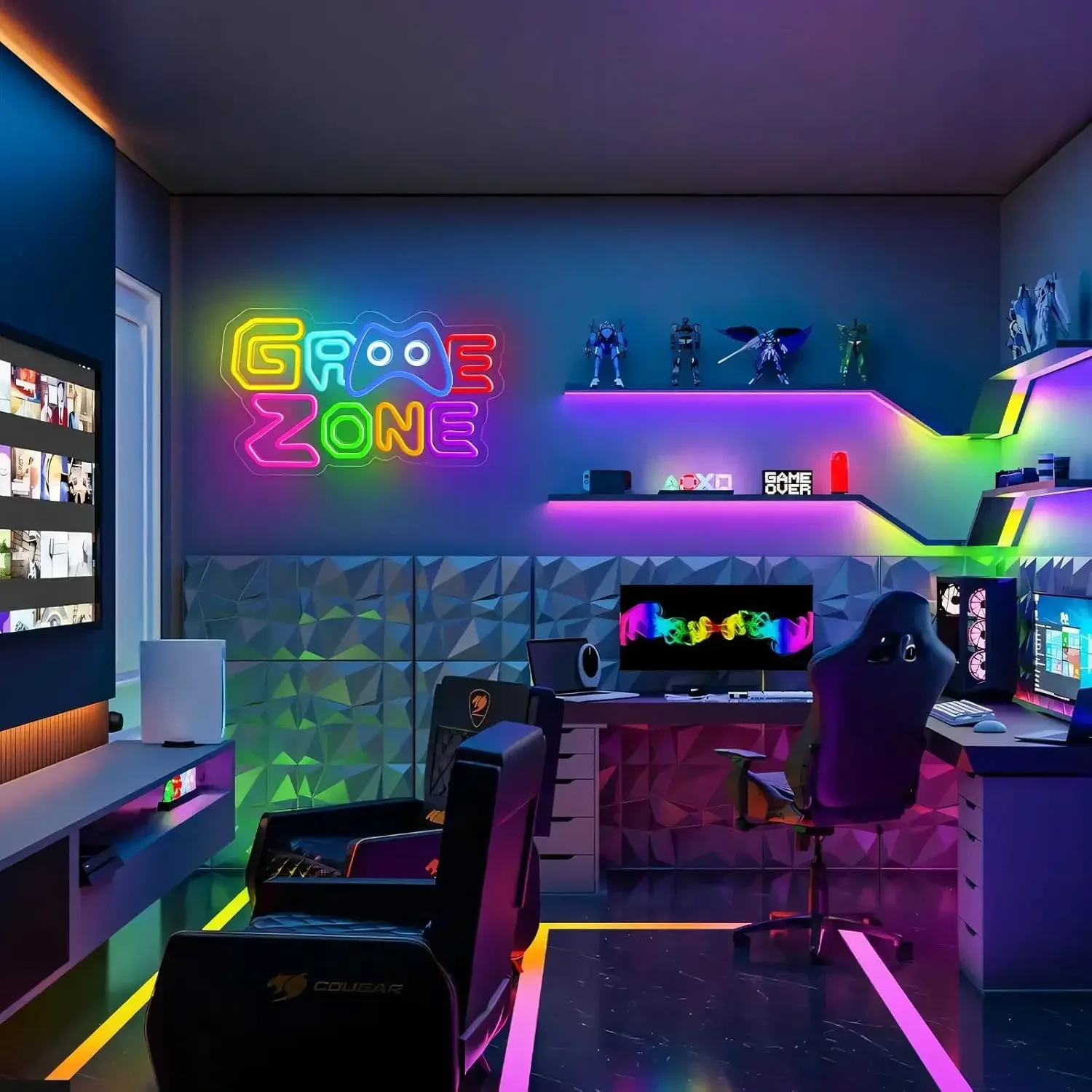    منطقة الألعاب النيون تسجيل USB عكس الضوء LED ضوء النيون تسجيل جدار الفن الديكور لغرفة النوم غرفة المعيشة بار هدايا الحفلات