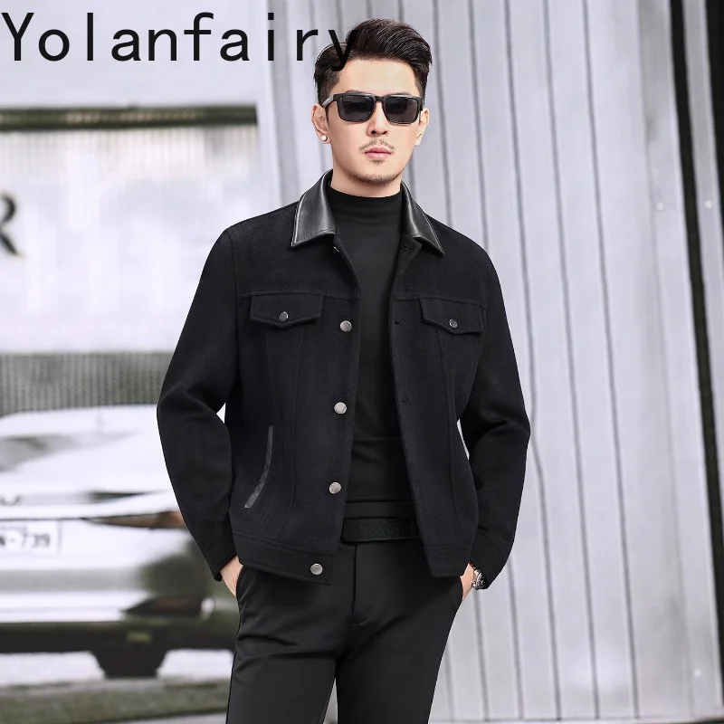 YOLANFAIRY High Quality 89% Wool Coat Man Fall Winter Short Cashmere Jacket Men Clothing Lapel Korean Fashion Woolen Coats 2026