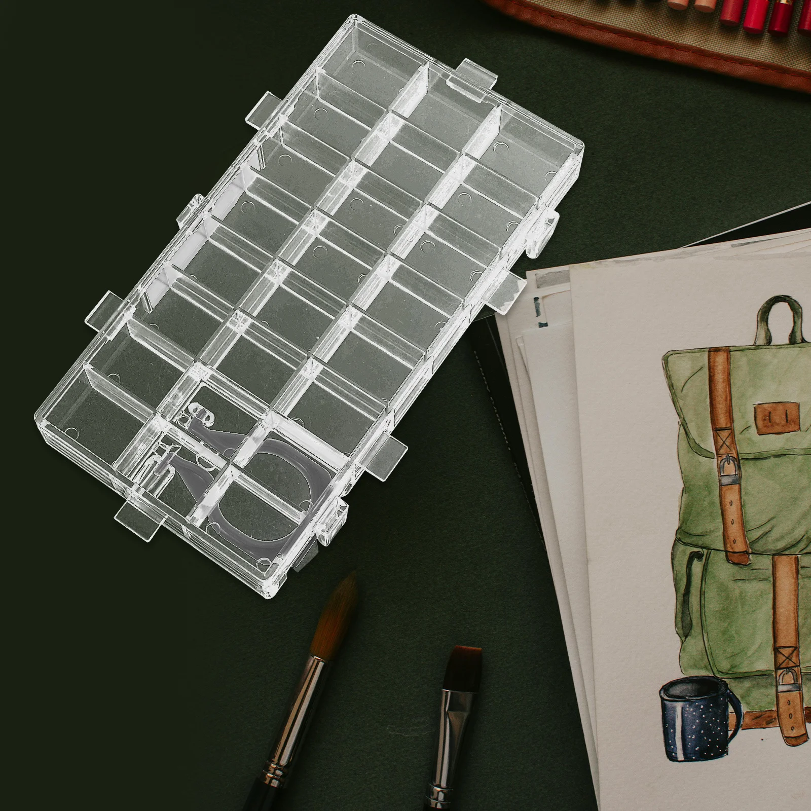 

Transparent Watercolor Palette With Compartments Detachable Portable Travel Art Mixing Box For Gouache Oil Painting