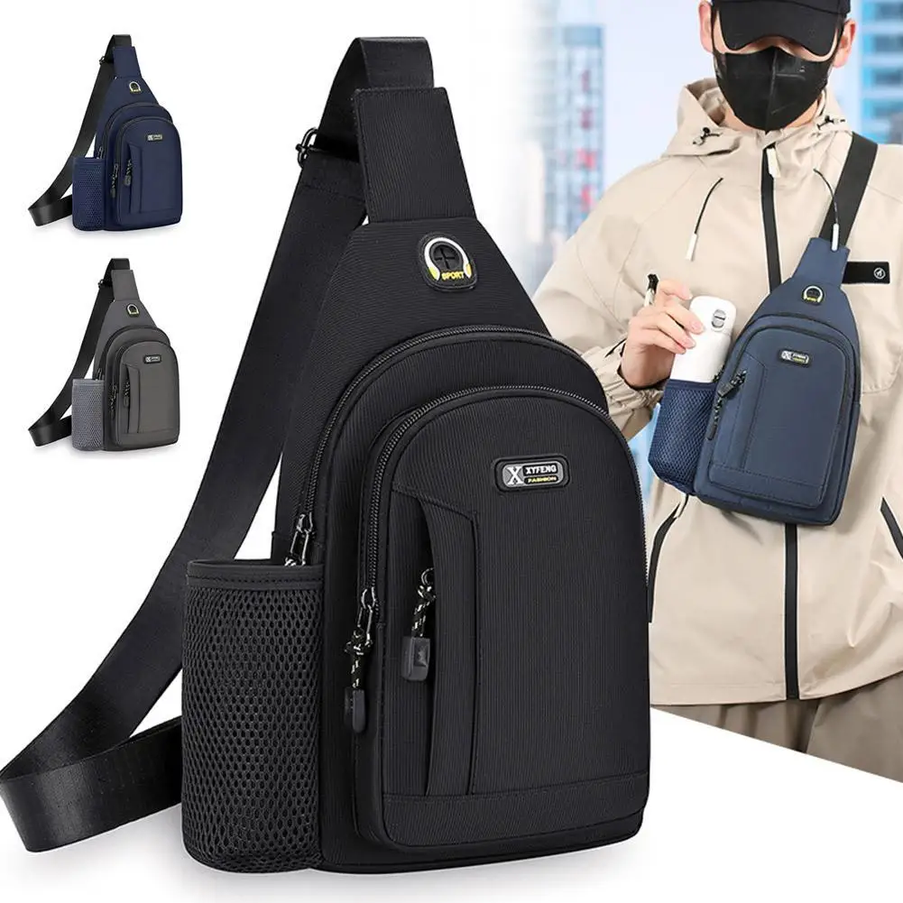 

Men's Casual Oxford Sling Bag. Anti-Theft, Water Bottle Holder. Perfect for Travel & Daily Commute. Adjustable Strap