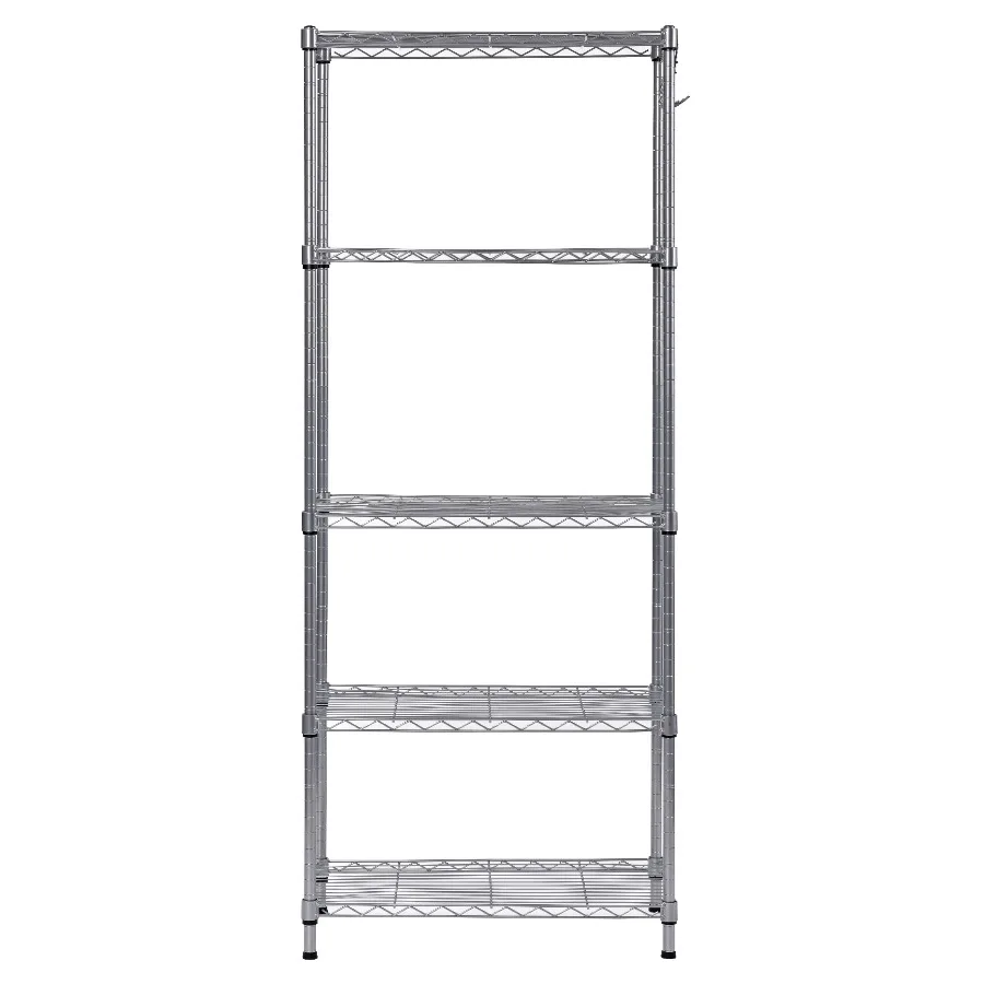 

Стеллаж отдельностоящий 24W x 14D x 59H с современной серебристой отделкой для гостиной, спальни или домашнего офиса, прочный металлический, для хранения вещей