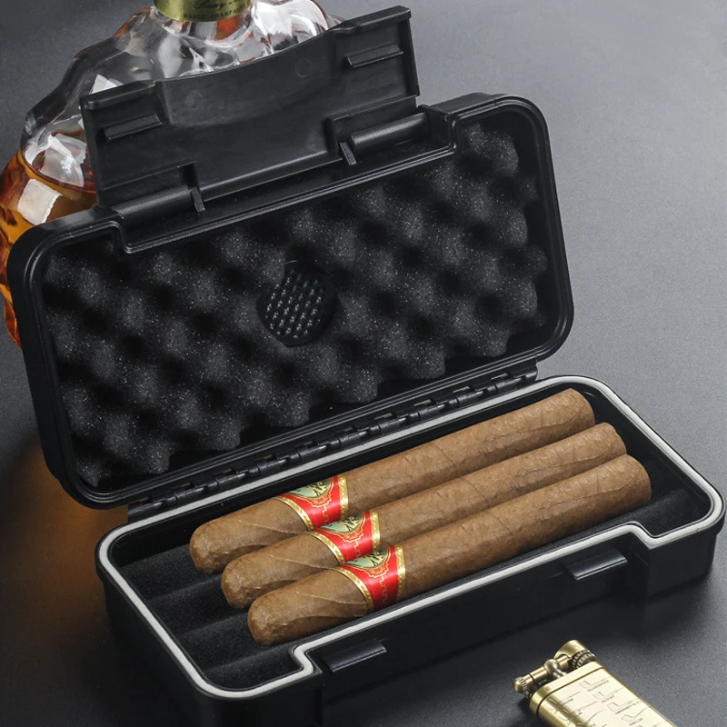 

Cigar Plastic Travel Humidor Case - Waterproof, Dustproof, Shockproof Premium Plastic Hard Shell Case - Built in Foam Humidor