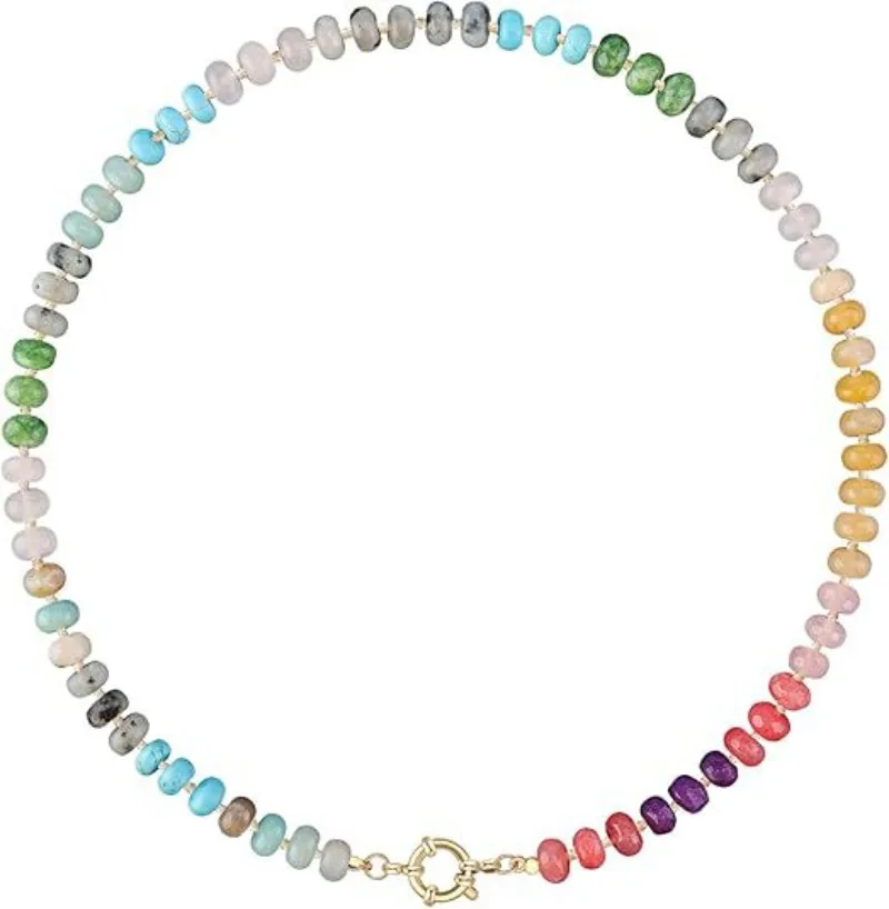 Yori Rainbow-colored Niche Exquisite Clavicle Necklace for Women Dopamine Colorful Buckle Bead Chain Fashion Jewelry Gifts