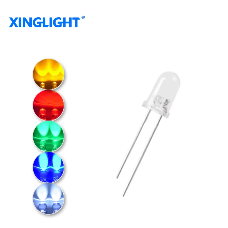 

XINGLIGHT 100pcs F5 DIP LED lamp beads Short feet long feet water colloid