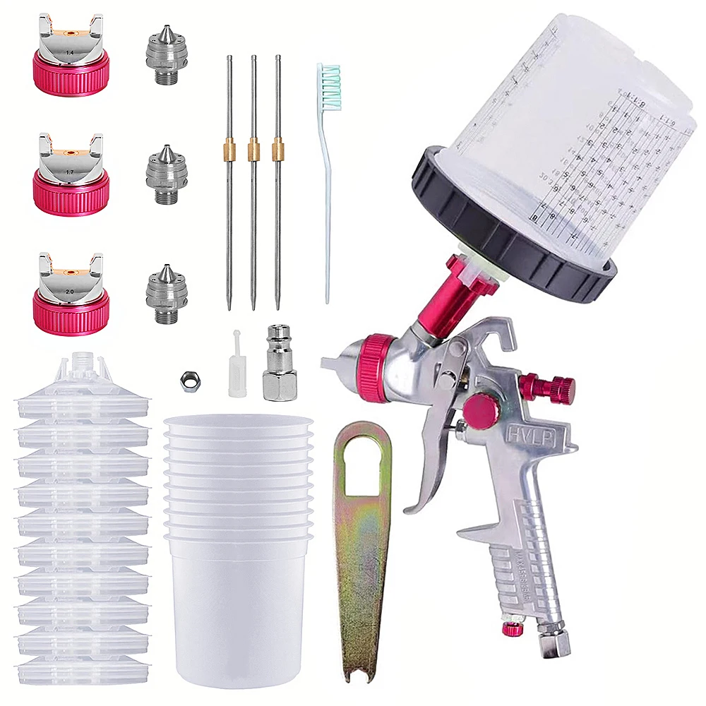 

1.4 1.7 2.0mm Professional HVLP Air Spray Gun Paint Sprayer 600ml Gravity Feed Airbrush Kit Car Furniture Painting Tool