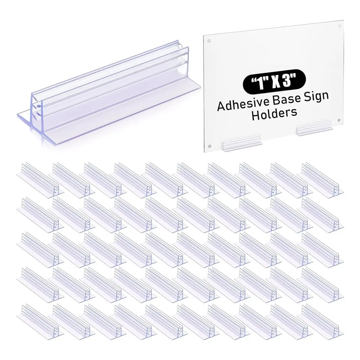 Eco-friendly 80 Pcs Sign Holder, Adhesive Base Sign Holders Multiple Uses for Counters, Warehouses, Base Holders with Adhesive