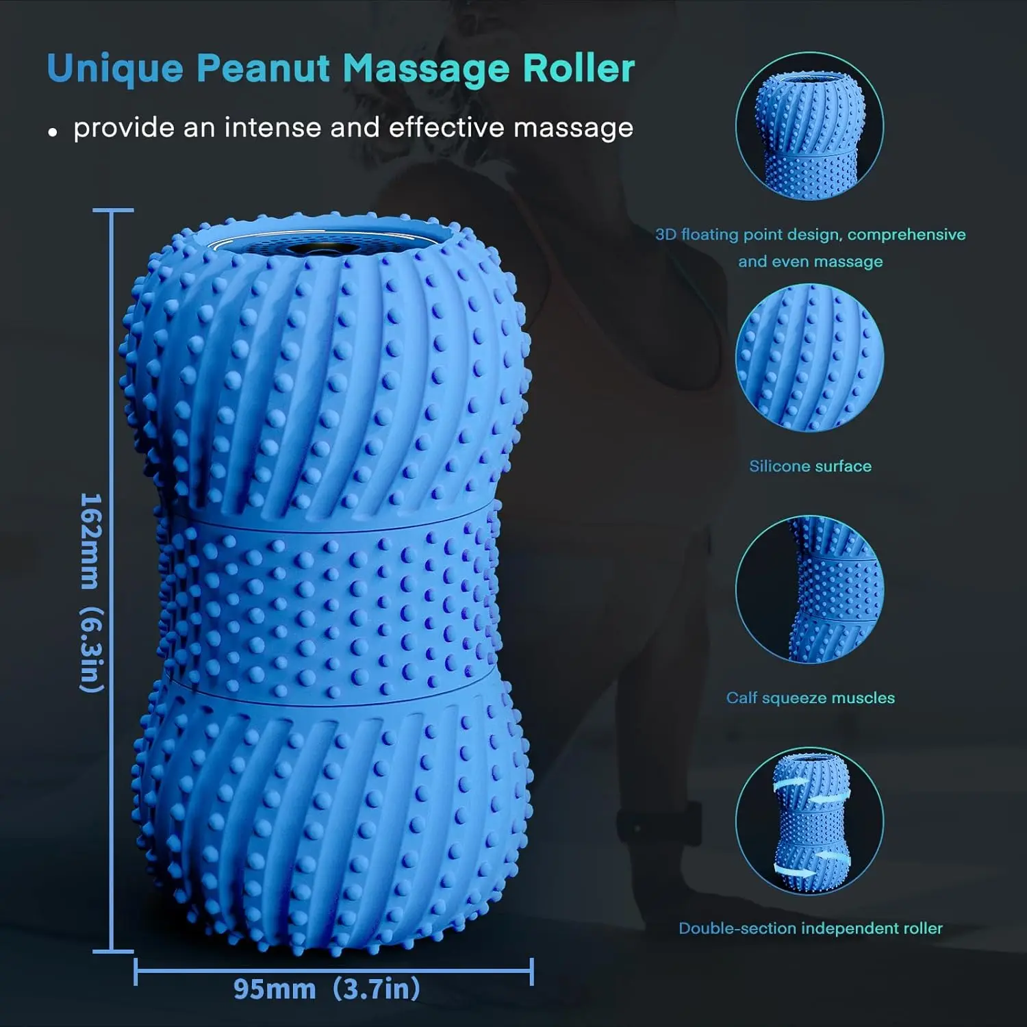 2 in 1 Vibrating Peanut Massage Ball with 6 Massaging Modes, Rechargeable Vibrating Massage Yoga Roller Ball for Muscle Recovery view 3