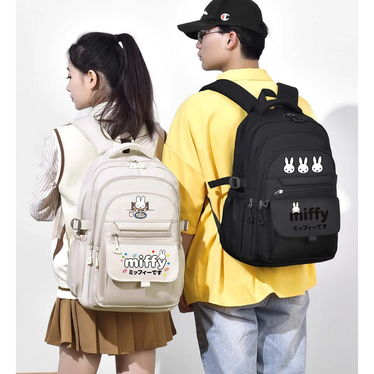 

New Miffy backpack for girls cute candy color 15.6-inch large capacity computer bag couple fashion cartoon portable travel bag