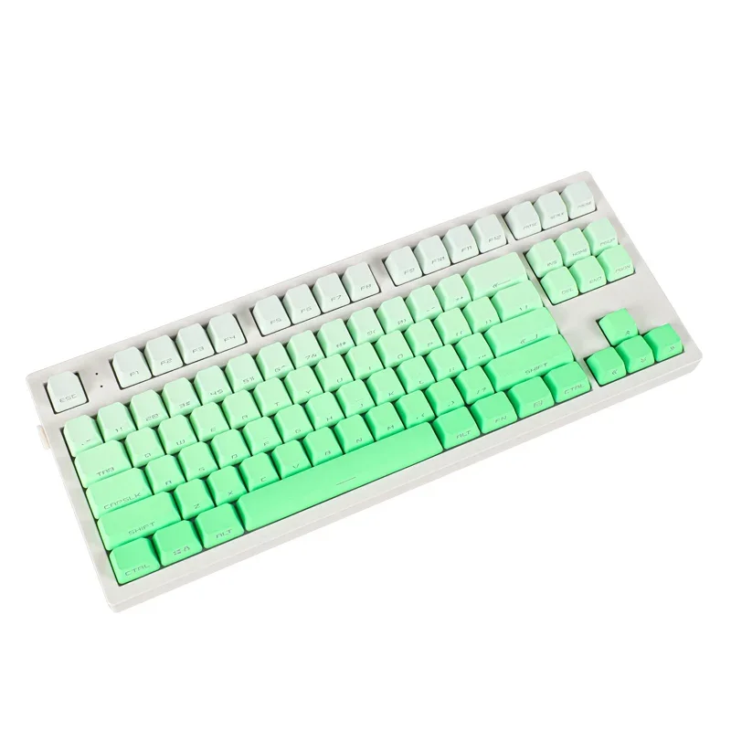 Official Salt Lake Green gradual change PBT transparent keycap OEM side engraving adaptation 68/75/87 customization simplicity