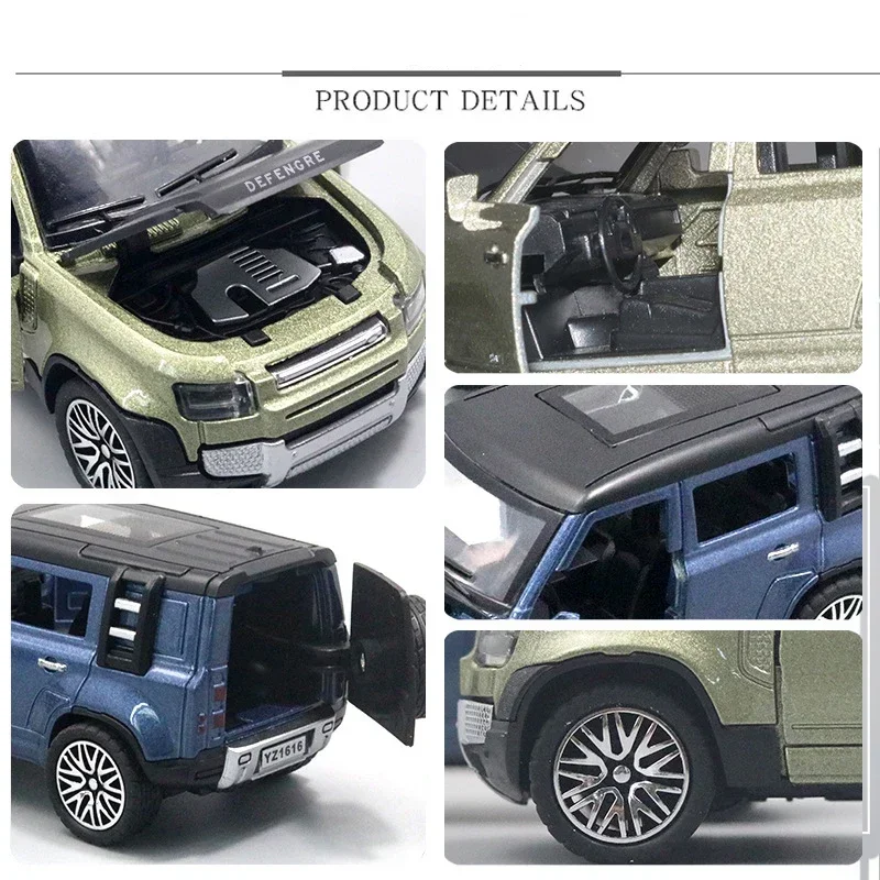 1:36 Land Rover Defender SUV pressofuso in lega di metallo modello di auto di lusso tirare indietro giocattoli per auto con regalo di raccolta