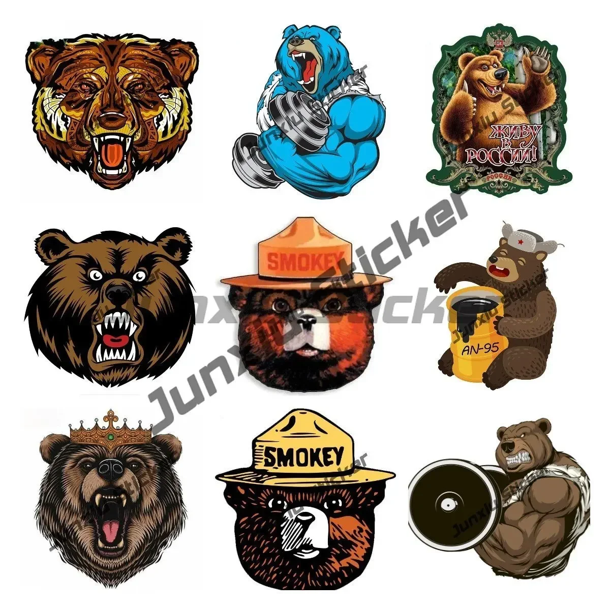 

Smokey Bear 4x4 Sticker Russian Flag Bear 4x4 Waterproof Decal Car Accessories Stickers Cars SUV Bumper Camper Decoration
