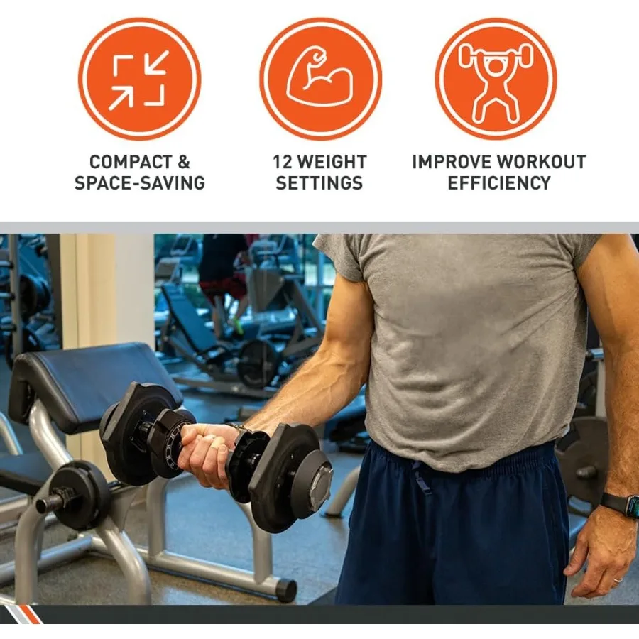 دمبل قابل للتعديل بوزن 40 رطلًا مع 12 وزنًا مجانًا من 3 إلى 40 رطلًا مثاليًا للتدريبات الرياضية المنزلية المدمجة والفعال #5