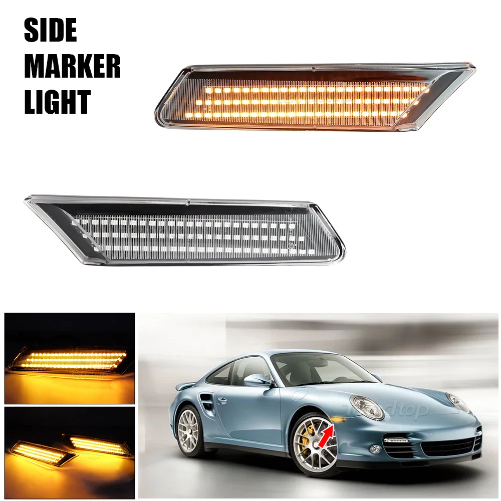 No Error Car LED Mirror Turn Signal Indicator Side Lamp For Porsche 911 997 Carrera GT2 GT3 Boxster Cayman 987
