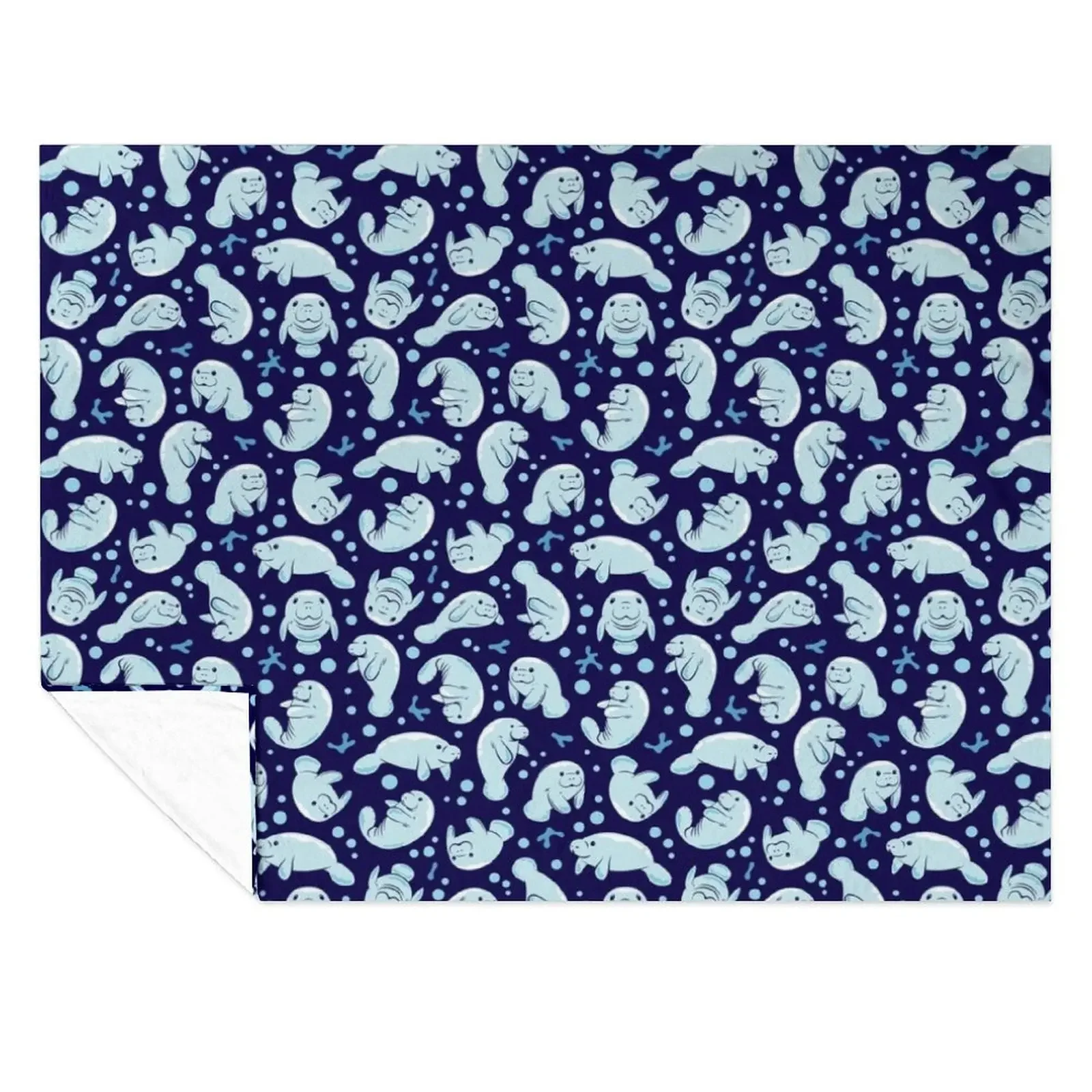 

Cute Manatee Pattern - Blue Underwater Pattern Throw Blanket Decorative Beds Soft Plaid For Decorative Sofa Picnic Blankets