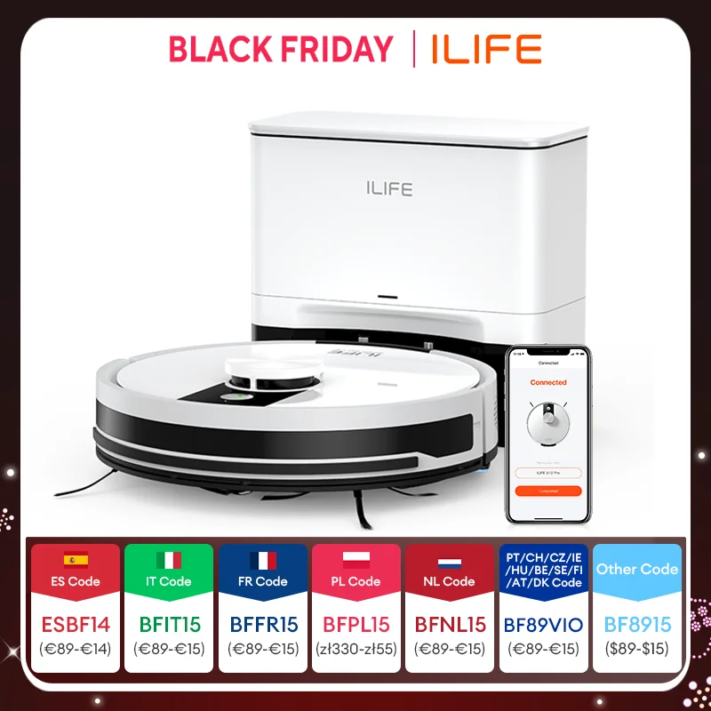 ILIFE A12 Pro Roboter-Staubsauger- und Wisch-Kombination, LIDAR-Navigation, selbstaufnahmer Staub, 3000 Pa Saugkraft, App/Fernbedienung