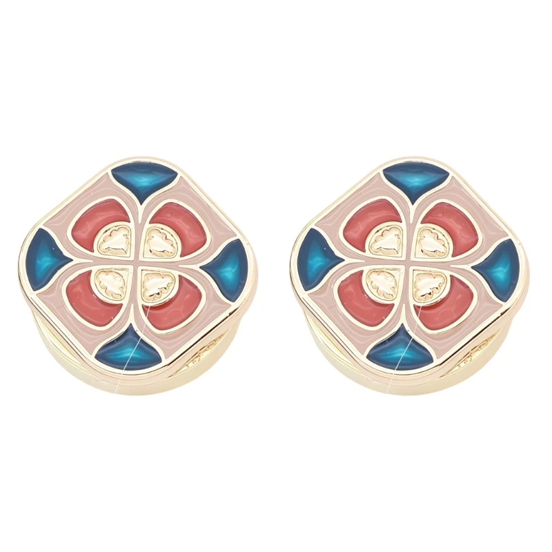  Dresswear Button Accessories Set, No Sew Decorative Button Covers with Gold Tone Square Inlay Design and Hinged Back