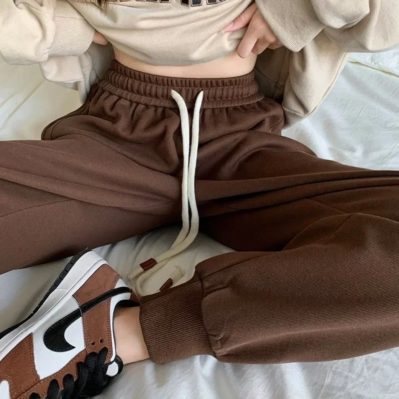 Women Fashion Patchwork Jogger Pants Solid Color High Waist Haren Pants Loose Casual Sweatpant Commute Street All-Match Trousers