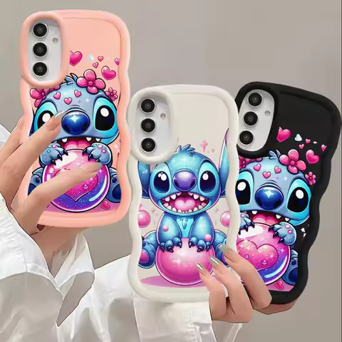 Disney Stitch Angel Phone Case for Samsung Galaxy A11 A12 A13 A14 A15 A21s A22 A23 A24 A33 A34 A51 A52 A53 A55 A73 4G 5G Cover