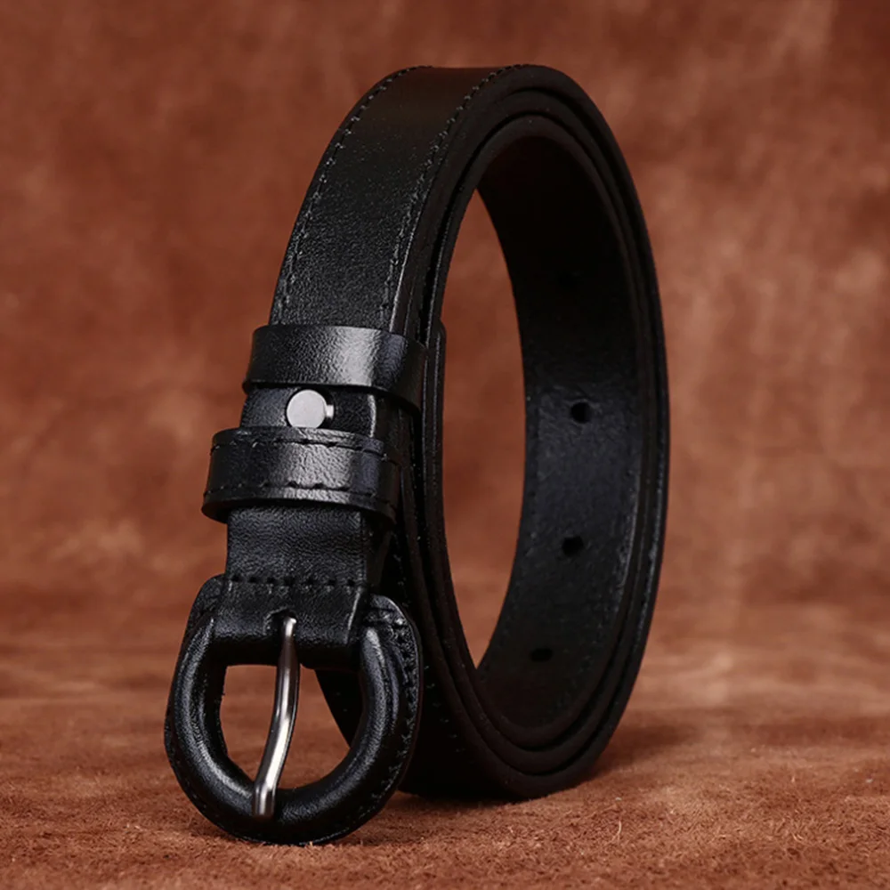 Ladeis Retro Pure Cowhide Pants Anti Allergic Belt for Women 2.2cm Wide