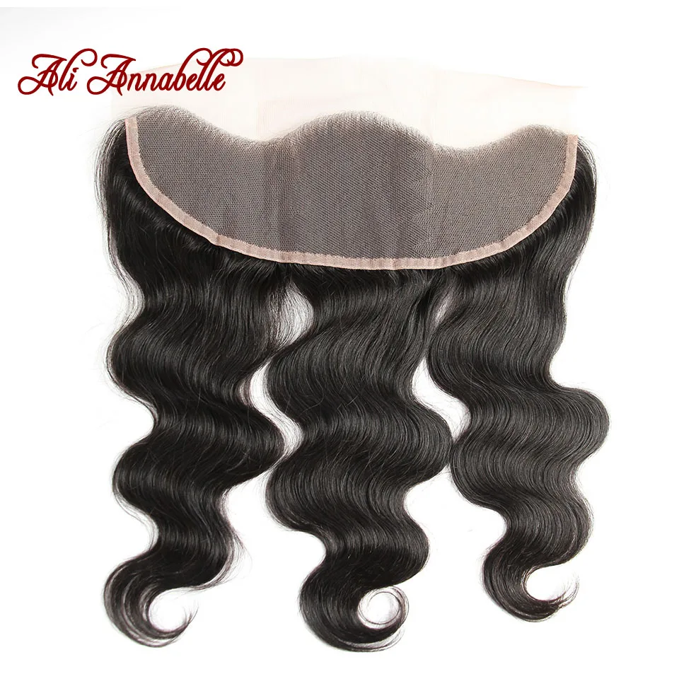 Ali Annabelle Hair Body Wave Lace Frontal Closure 13x4 Free Middle Part Remy Human Hair Closure With Baby Hair Natural Color