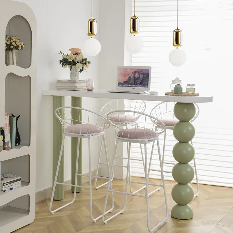 

Cream Style Solid Wood Bar Counter Table Living Room Partition Cabinet Bar Counter Balcony Leisure High Tavolo Legged Table