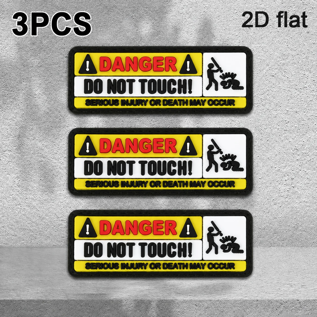 Fun Hazard Warning: Do Not Touch the Rectangular Shape, 2D Flat Pvc Material, Magic Sticker, Comes with a Felt Backing, Optional Sizes, 1Pc/2Pcs/3Pcs, Personalized DIY Decorative Sticker for Helmets and Cycling Bags