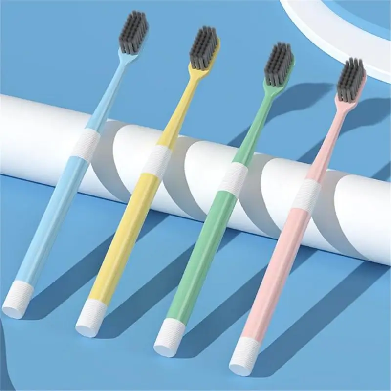 5/3/1pc Adult Toothbrush With Soft Bristles Bamboo Charcoal Long Handle Design Soft Bristles Comfortable To The Oral Cavity