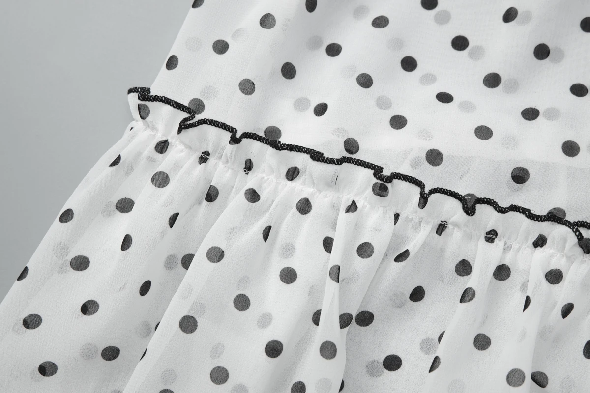Hugcitar Polka Dot Print 2-teiliges Set mit langen Ärmeln, Schleife, sexy Crop-Top, Schlitz-Maxirock, durchsichtiges Mode-Outfit für den Strandurlaub – Detail 10