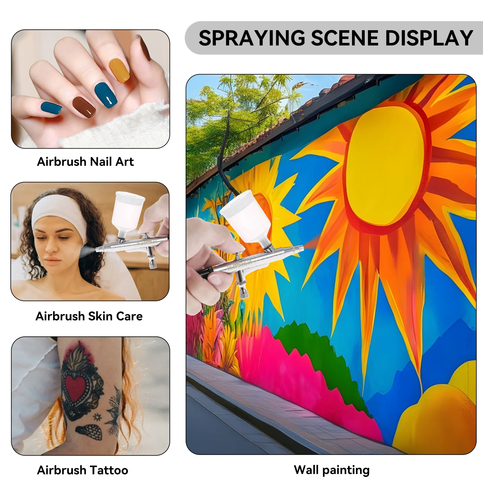 Nasedal Double Action Airbrush spray gun 20cc 40cc Gravity Feed Air Brush Cake Tattoo Nail Makeup Car Painting Tool 0.3mm