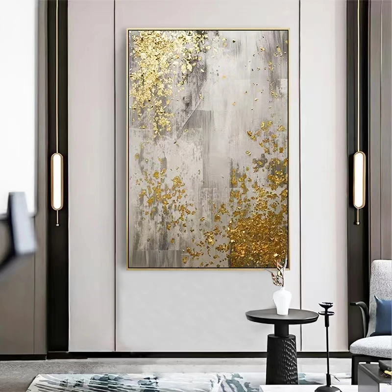 

Pure Handpainted Oil Painting Living Room Decoration Painting Modern Three-dimensional Gold Foil Art Canvas Painting on the Wall