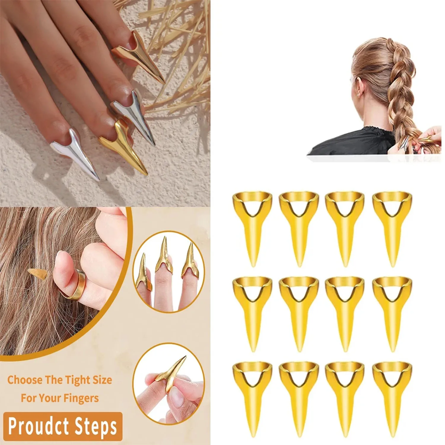 2/3/5/10pcs/Can Hairdressing Finger Claw Ring Stitching Layered Hairdressing Tool Accessories Braiding Hair