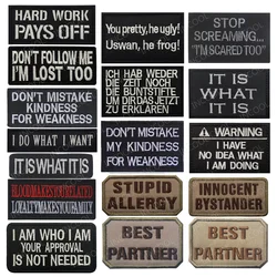 Motivational Phrases Saying Don't Follow Me I Have No Idea English Alphabet Words Stop Screaming Embroidered Patches Appliques