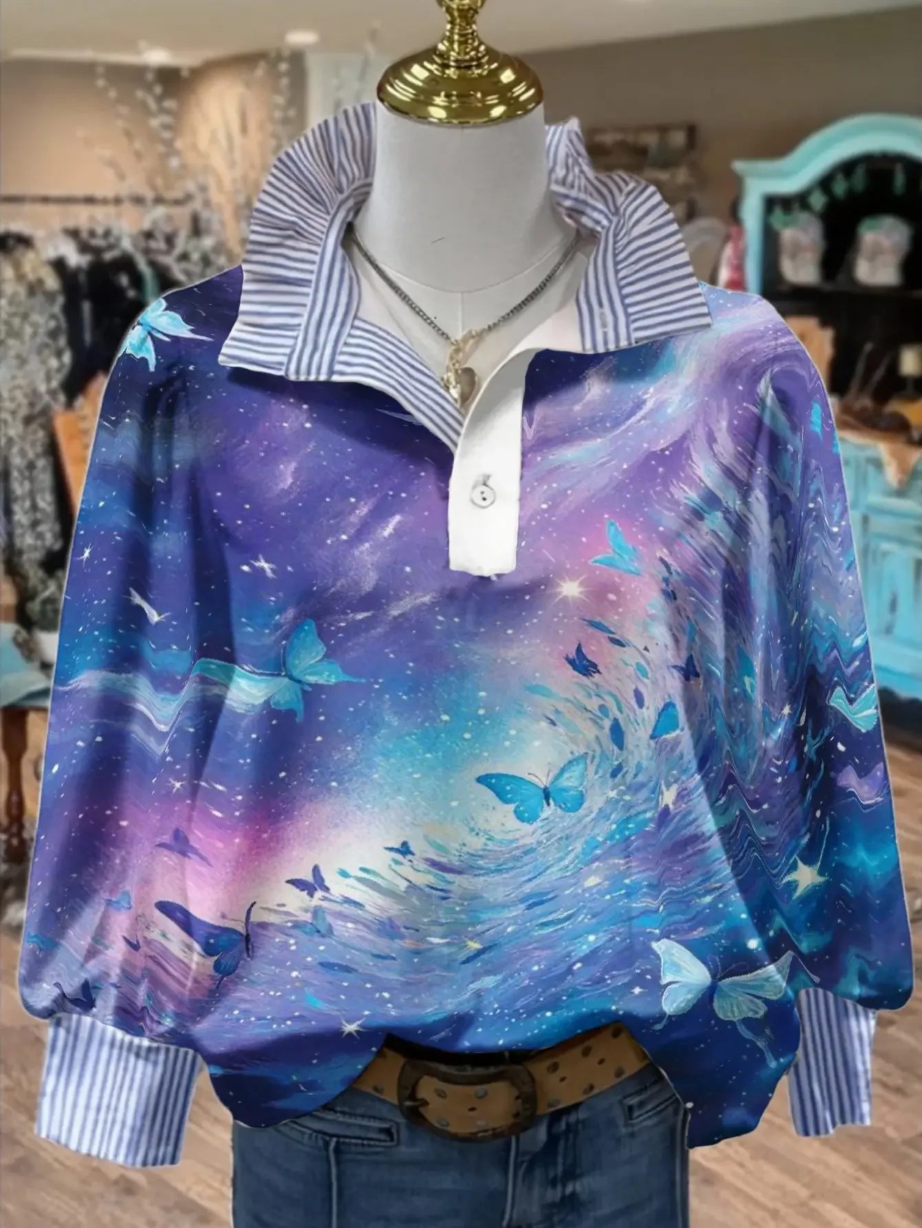 2026 New Christmas Women's Top Spring and Autumn Winter Women's Stand up Collar Versatile Long Sleeve Shirt,