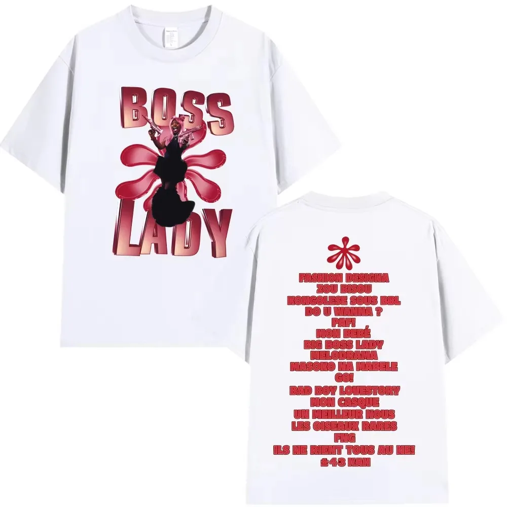 Rapper Theodora BOSS Lady album graphics 100%Cotton music Tshirt Men 2026 New Summer Hip hop unisex Short sleeve shirt fan gifts