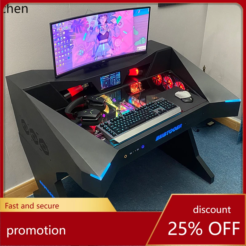 

Интегрированный стол корпуса компьютера HT, полностью прозрачный, большой корпус с водяным охлаждением, высококачественный крутой стол для киберспорта научной фантастики