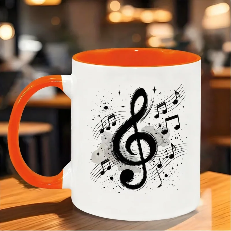Custom Music Note Coffee Mug - Personalized High Treble Clef Design - Perfect Birthday and Holiday Gift