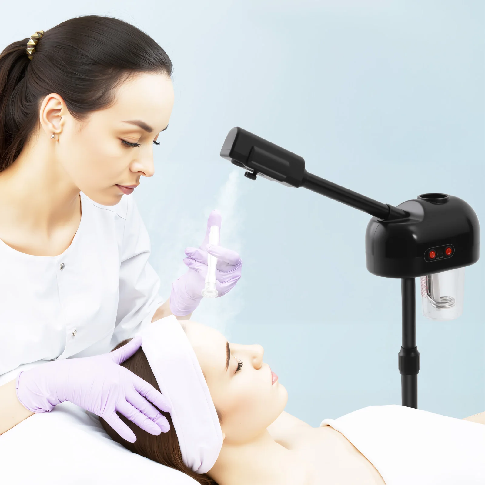 Vaporizador facial profesional de 750 ml, vaporizador facial de ozono caliente, vaporizador de nano atomización para salón de belleza y tienda de spa