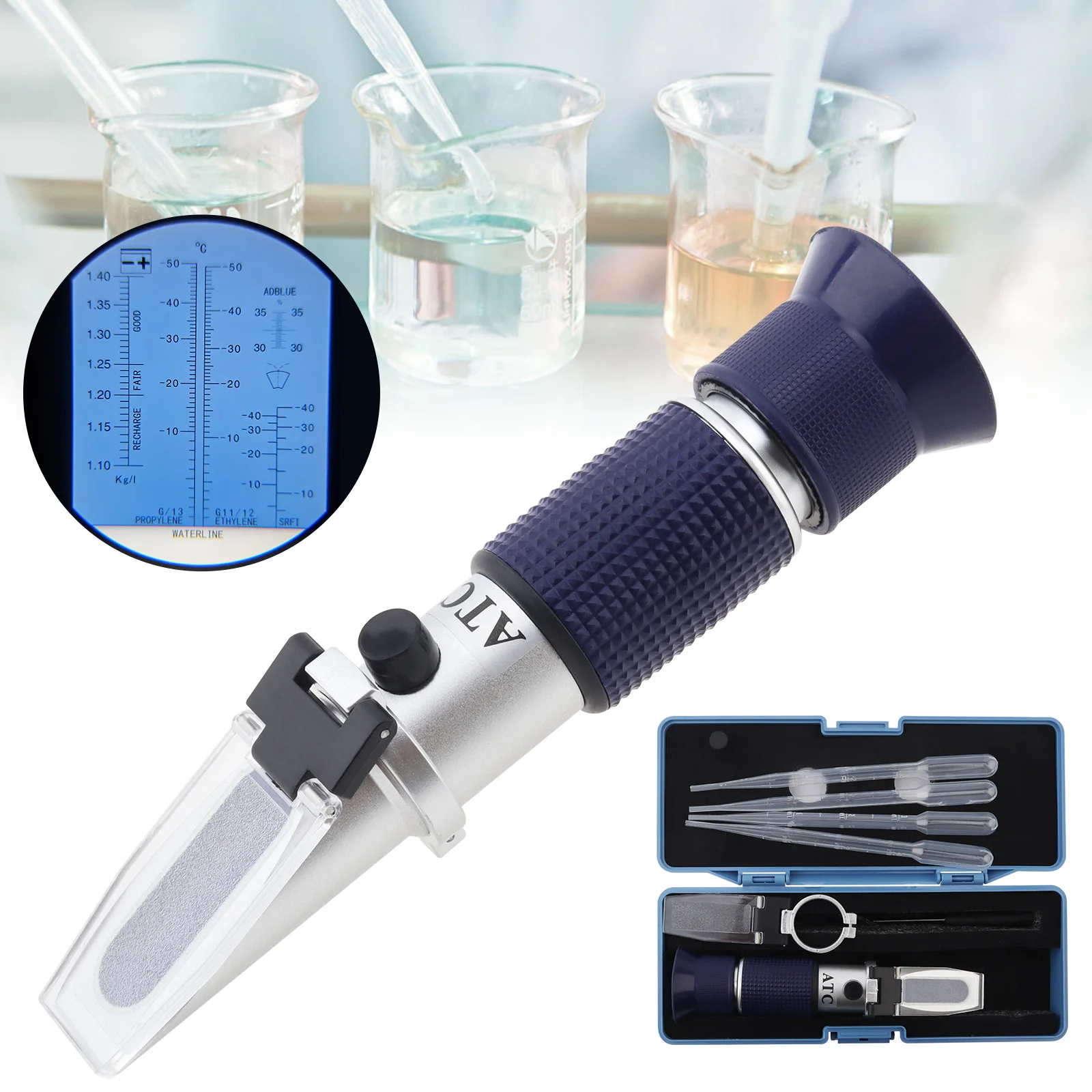 5 in 1 Antifreeze Refractometer Automobile Freezing Point ATC Adblue Engine Fluid Car Battery Acid Condition Coolant Tester Kit