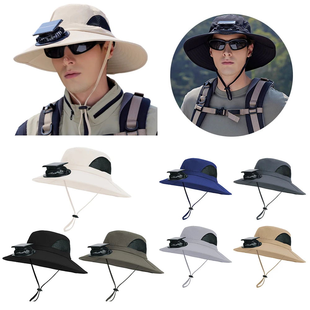 

Wide Brim Solar Fan Hat Outdoor Fishing Hat with Removable & USB Charging Fan Outdoor Sun Hat for Beach Garden Outdoor Sports