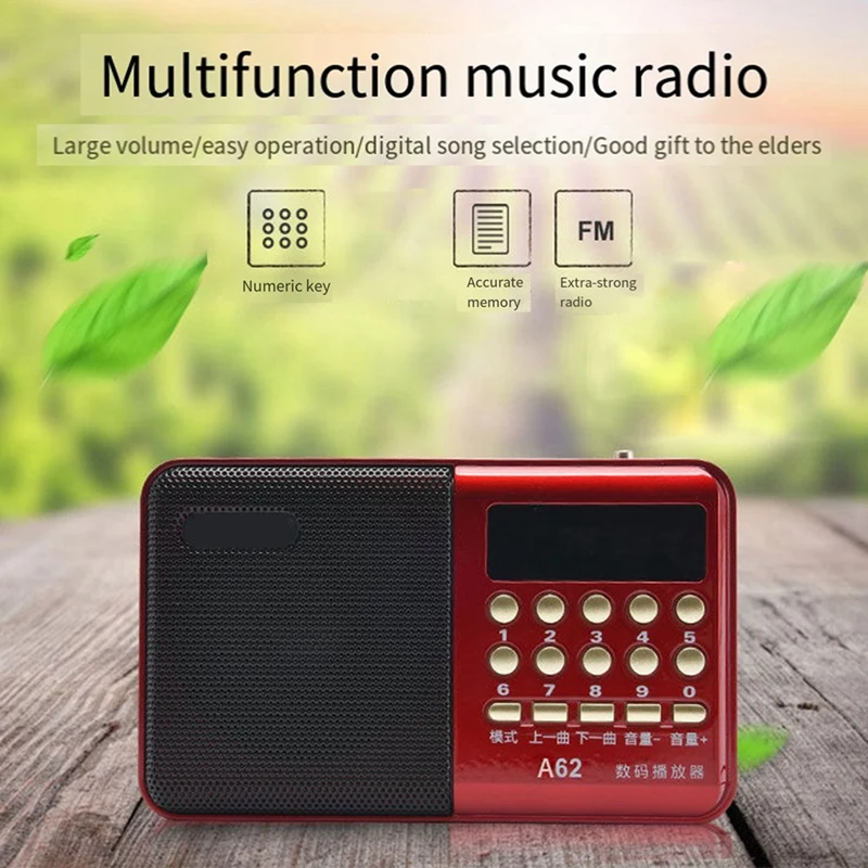 راديو A62 متعدد الوظائف FM المسنين المكونات في راديو آلة المحمولة مريحة مشغل عملي
