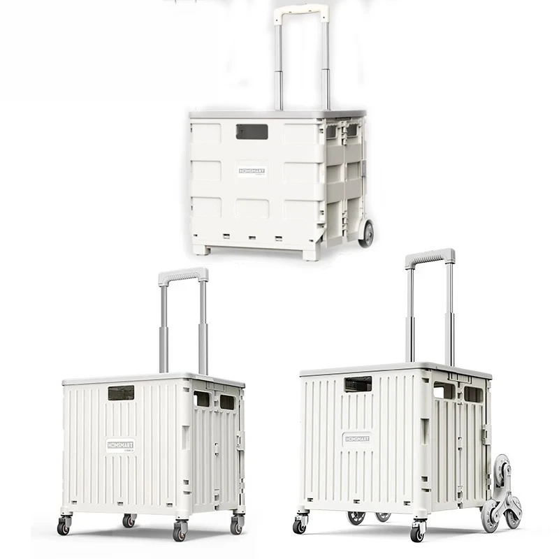 Carrito Rodante con Ruedas, Plegable, Resistente, Carrito de Almacenamiento, Carrito de Compras Plegable Portátil para Exteriores