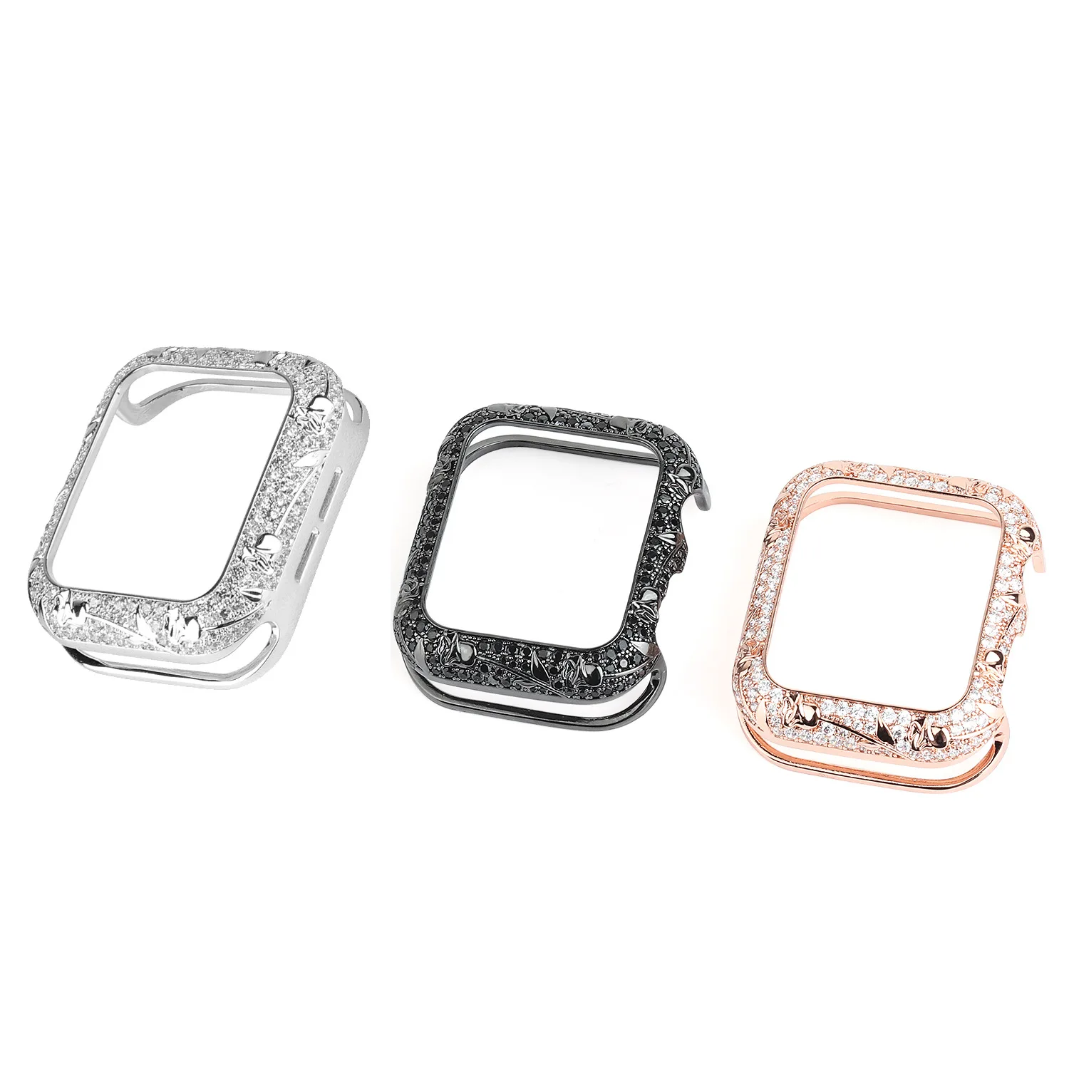 Suitable for s8 apple applewatch s7 tulip copper metal white stone with diamond case iwatch se case