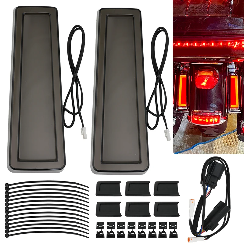 

Motorcycle Red LED Rear Saddlebag Filler Inserts Lights ABS Plastic For Harley Touring Road King Street Glide 2014-2026