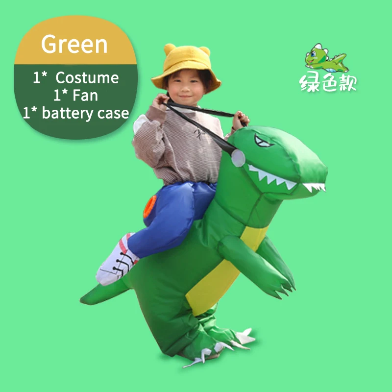 Kid Inflatable Dinosaur Costume Air Blow Up Funny Fancy Mascot Dress Suit Party Halloween Purim Costume for Kids Boys Girls