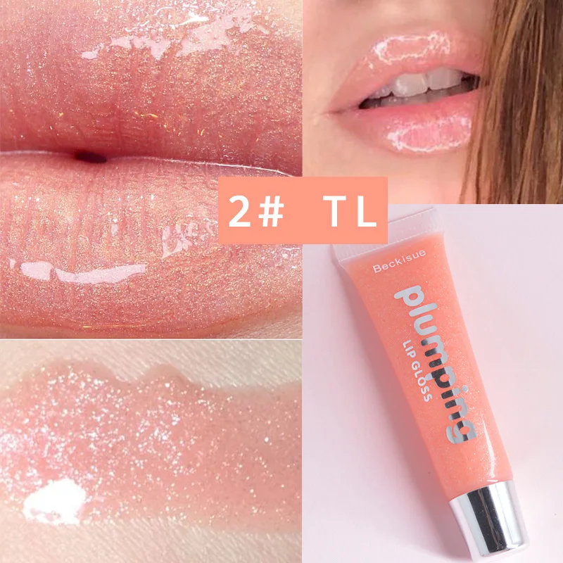 Hidratante Lip Gloss, Plumping, Plumper Makeup, Glitter, Batom Líquido Nutritivo, Óleo Mineral de Cereja, Transparente