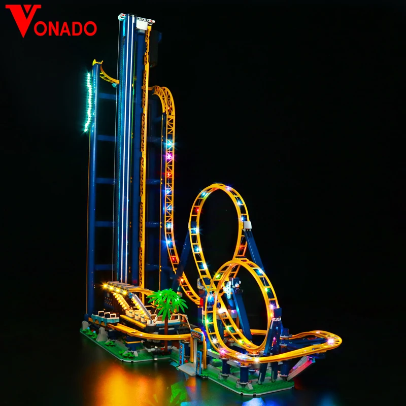 

Vonado набор со светодиодной подсветкой для 10303 года, набор строительных блоков Loop Coaster (не входит в комплект), кирпичи, игрушки для детей